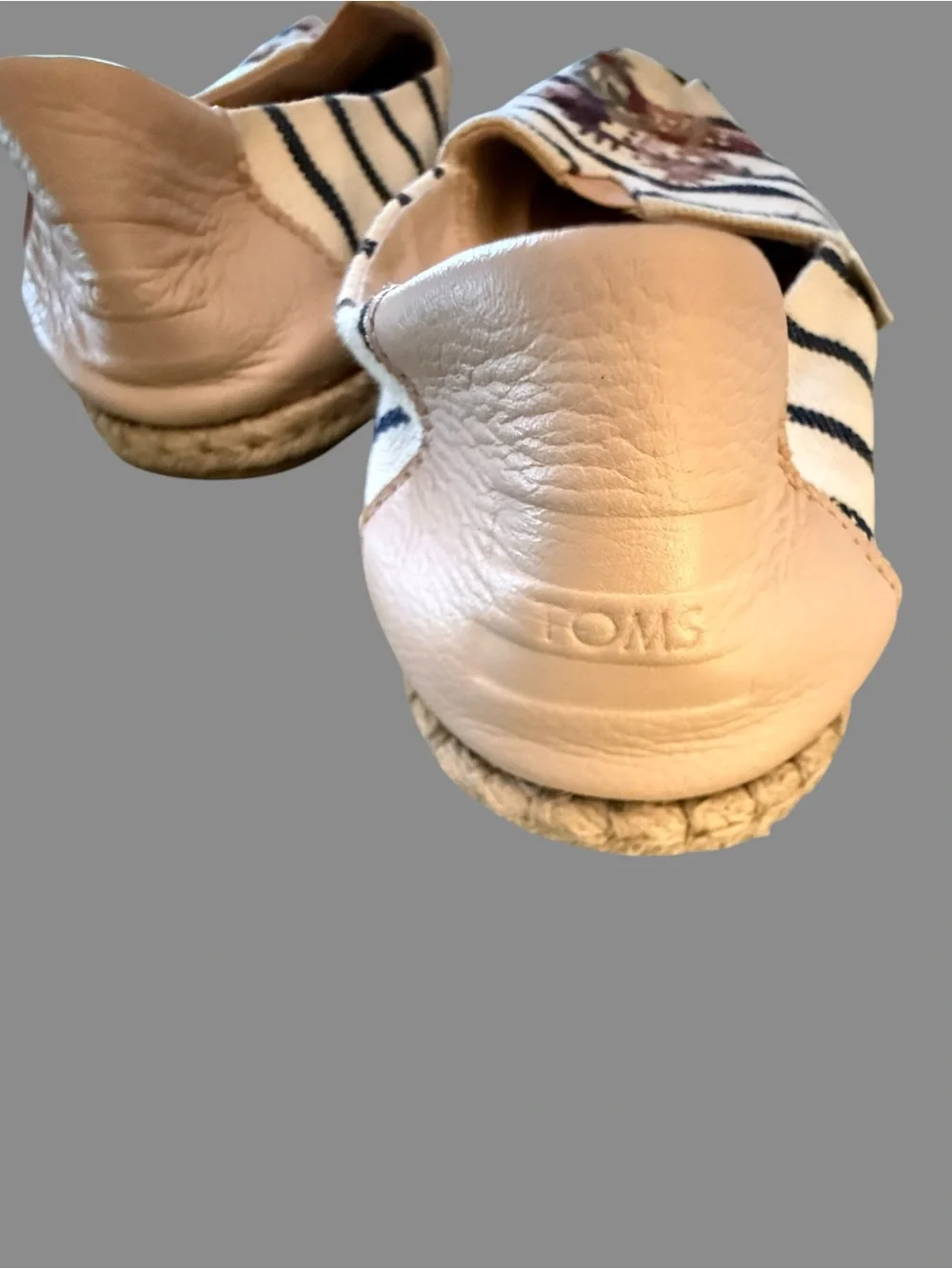 TOMS Cream Striped Embroidered Slip-On Flats